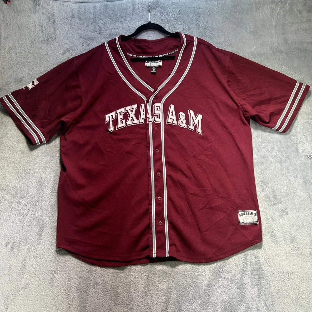 Y2K Texas A&M Aggies Baseball‎ Jersey Maroon Mens XL Button Up Embroidered VTG